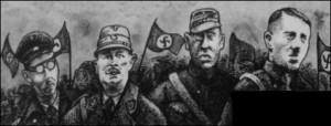 Himmler Röhm Strasser Hitler (Zeichnung: urian)