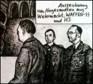 Hitler, Fegelein und Himmler (Zeichnung: urian)